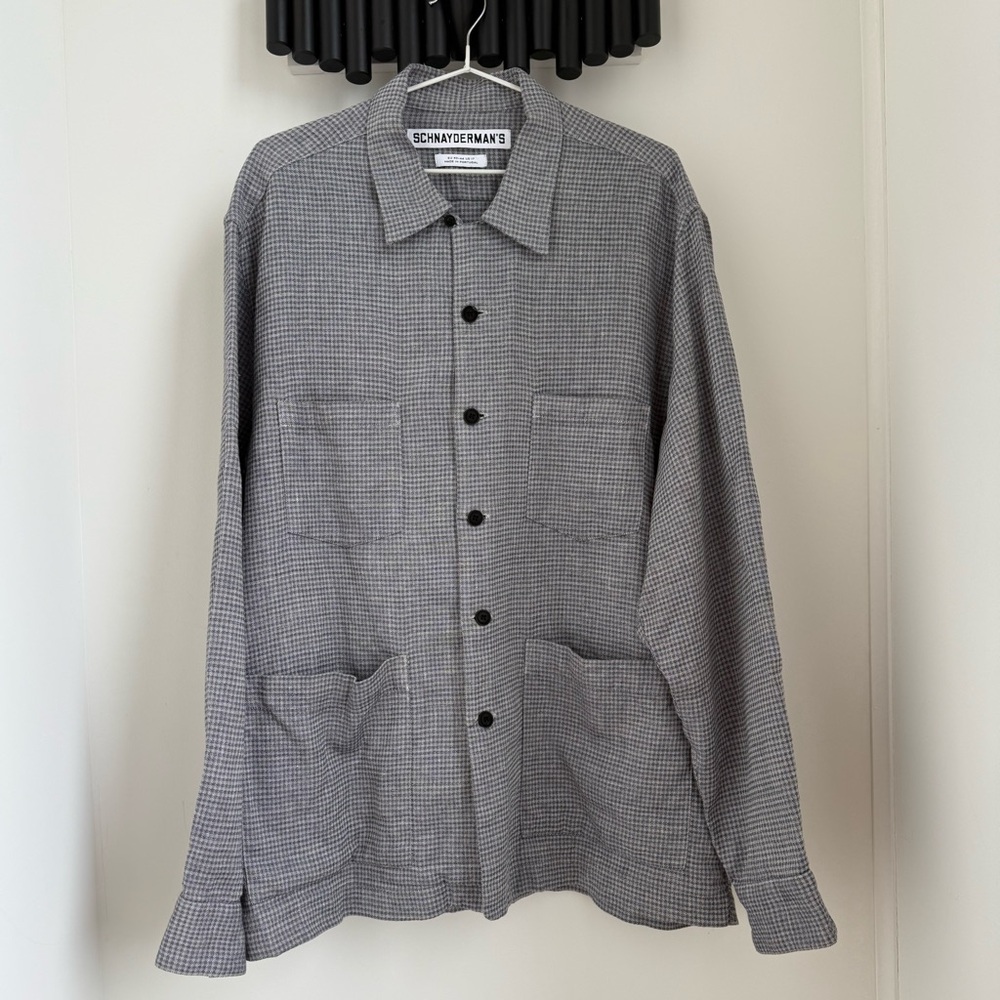 Schnayderman's Gray Checkered Micro Houndstooth Overshirt